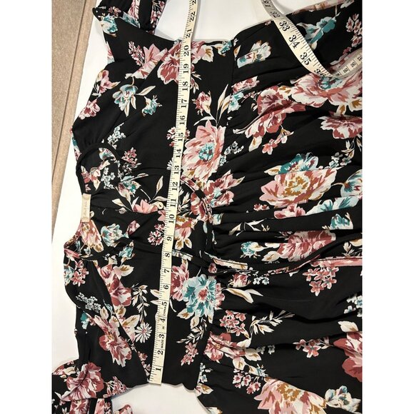 Altar'd State Floral Long Sleeve Blouse S Black Multicolor Polyester Women's Top - Picture 9 of 12